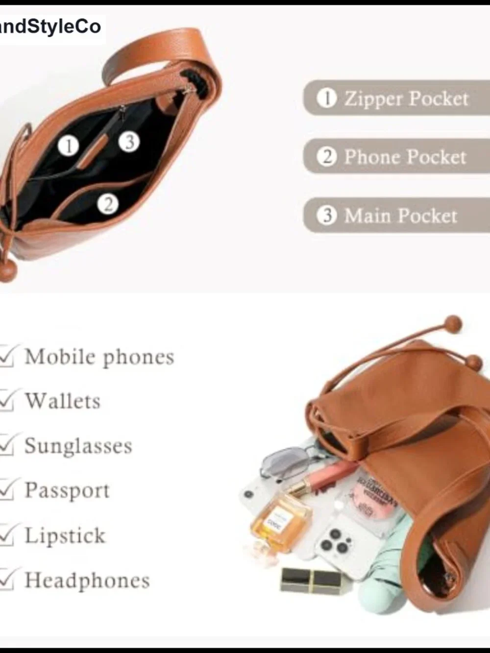 Genuine Leather Slouchy Hobo Shoulder Bag Adjustable Strap